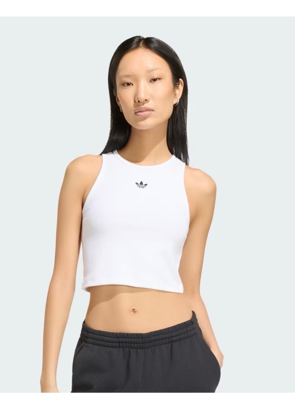 Adidas ESSENTIALS RIB TANK TOP Cropped White Medium New